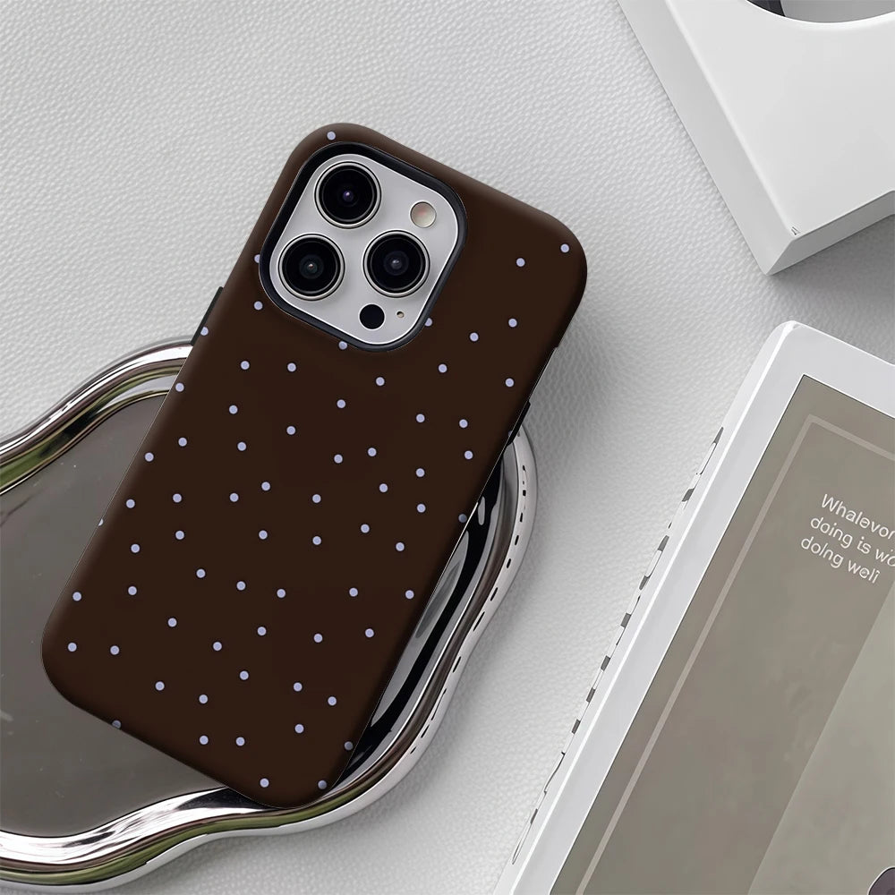 Brown with Light Purple Dots IPhone17 Must-Haves Phone Case for IPhone 17 16 15 14 13 12 Pro Max Plus Double-layer Back Cover