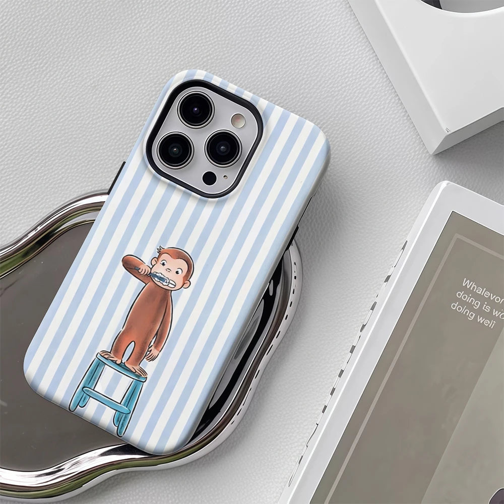 Monkey Brushing Teeth IPhone17 Must-Haves Phone Case for IPhone 17 16 15 14 13 12 85 Pro Max Plus Double-layer Back Cover