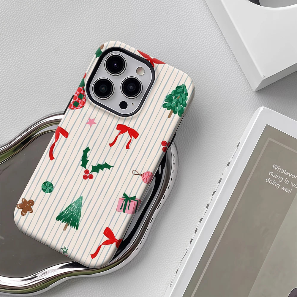 Christmas Elements Stripes IPhone17 Must-Haves Phone Case for IPhone 17 16 15 14 13 12 Pro Max Plus Double-layer Back Cover