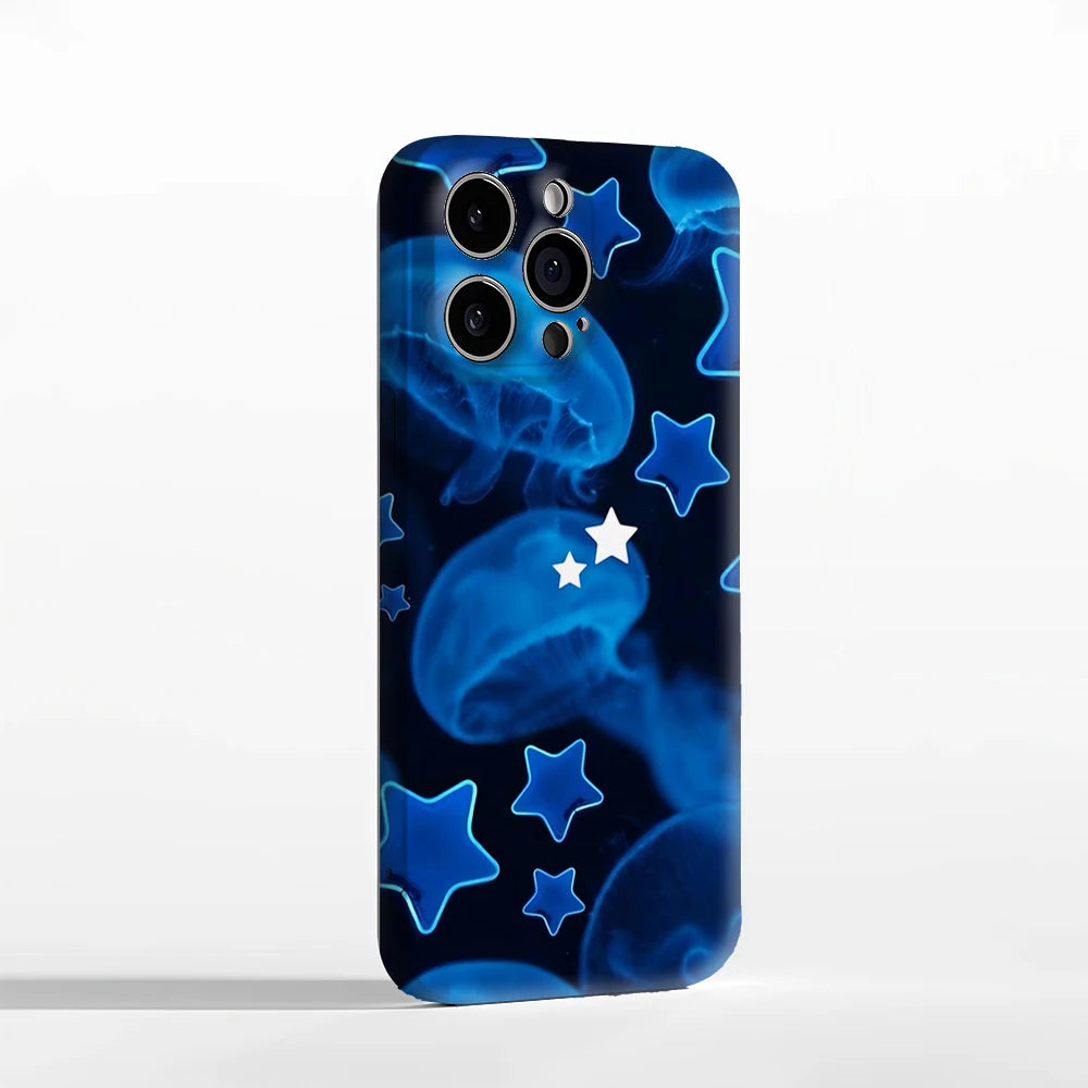 Blue Jellyfish & Stars IPhone17 Must-Haves Phone Case for IPhone 17 16 15 14 13 12 11 Pro Max Plus Double-layer Back Cover