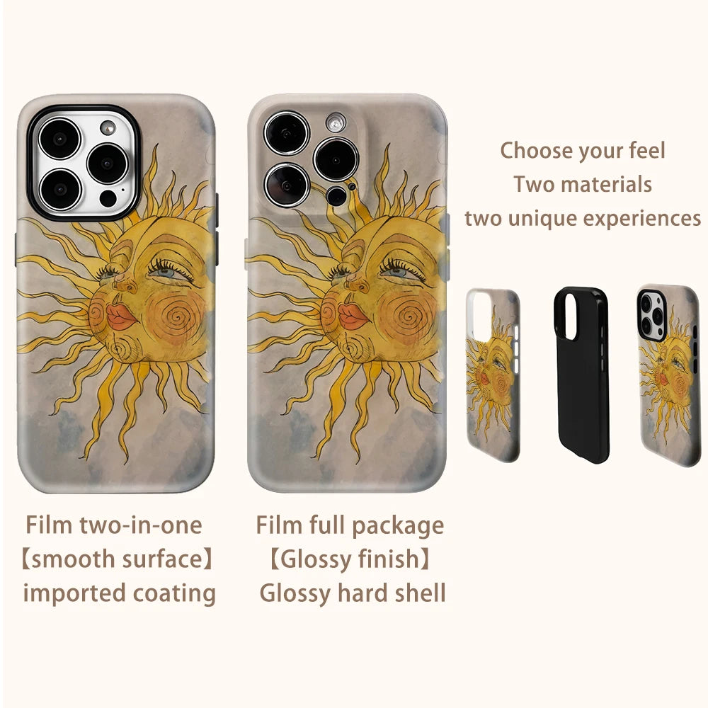 Mr Sun Phone Case for IPhone 16 15 14 13 12 11 X XS XR XSMAX 7 8 Pro Max Plus Double-layer Back Cover