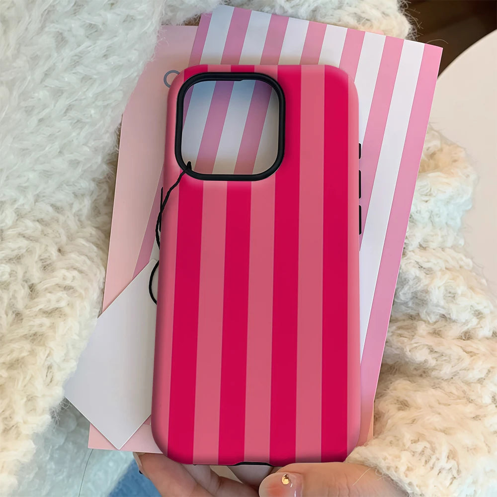 Pink Vertical Stripes IPhone17 Must-Haves Phone Case for IPhone 17 16 15 14 13 12 11 Pro Max Plus Double-layer Back Cover