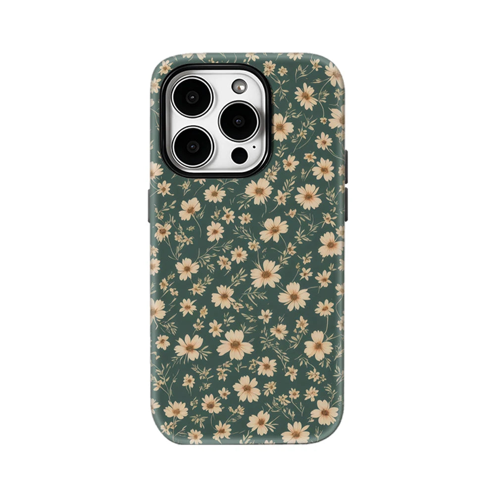 Small Green Flower Pattern Phone Case for IPhone 16 15 14 13 12 11 X XS XR XSMAX 7 8 Pro Max Plus Double-layer Back Cover