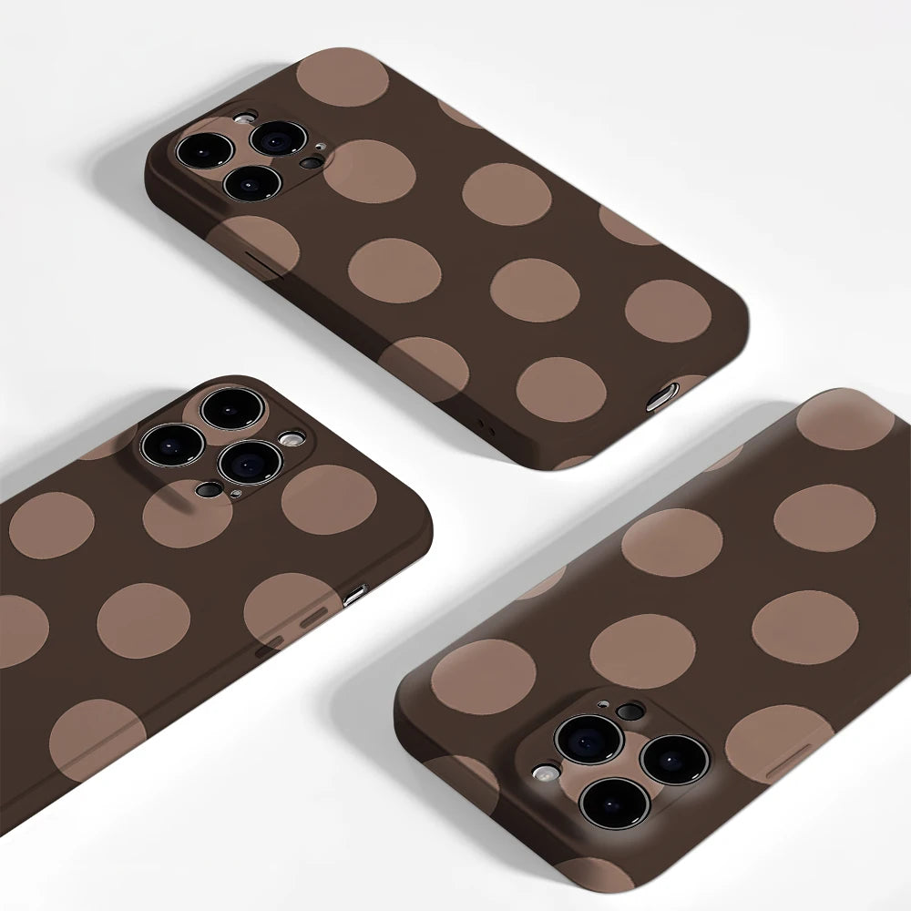 Brown Background with Dots IPhone17 Must-Haves Phone Case for IPhone 17 16 15 14 13 12 Pro Max Plus Double-layer Back Cover
