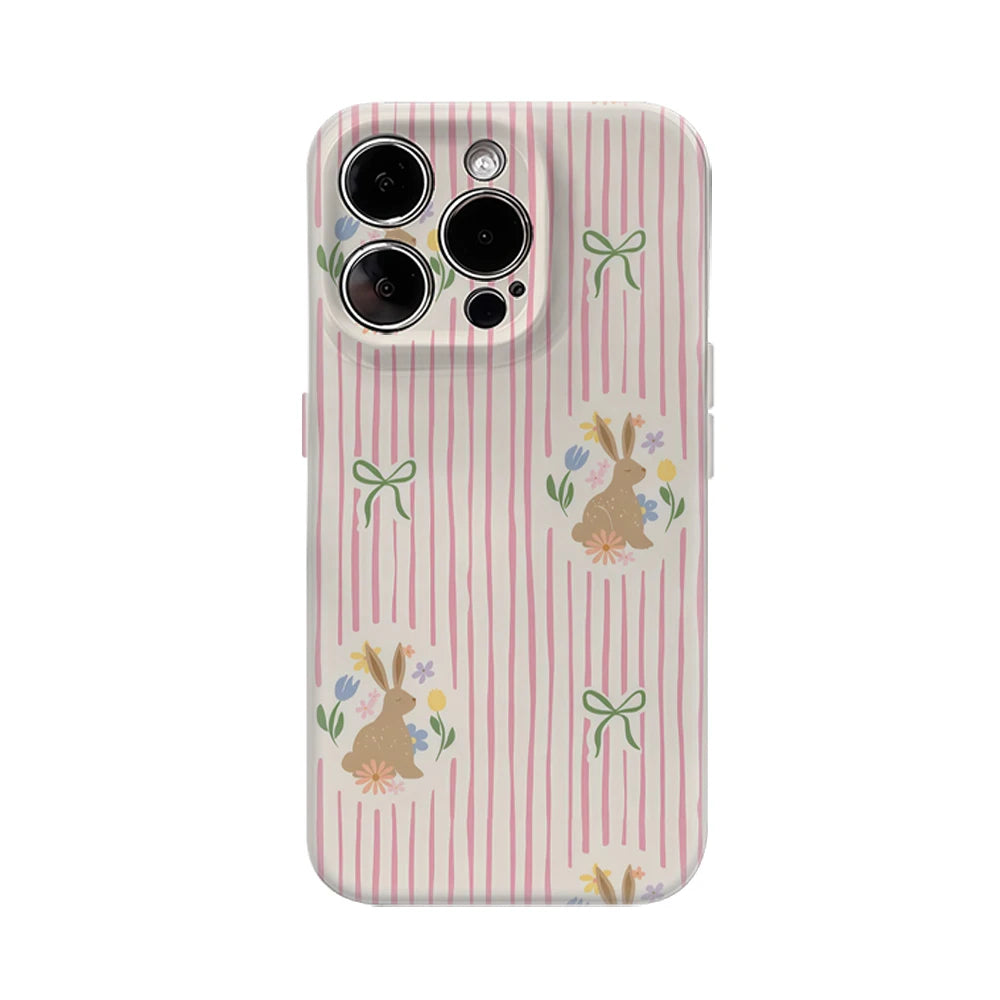 Rabbits and Bows on Pink IPhone17 Must-Haves Phone Case for IPhone 17 16 15 14 13 12 Pro Max Plus Double-layer Back Cover