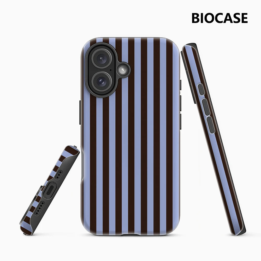 Contrasting Brown Blue Stripes IPhone17 Must-Haves Phone Case for IPhone 17 16 15 14 13 12 Pro Max Plus Double-layer Back Cover