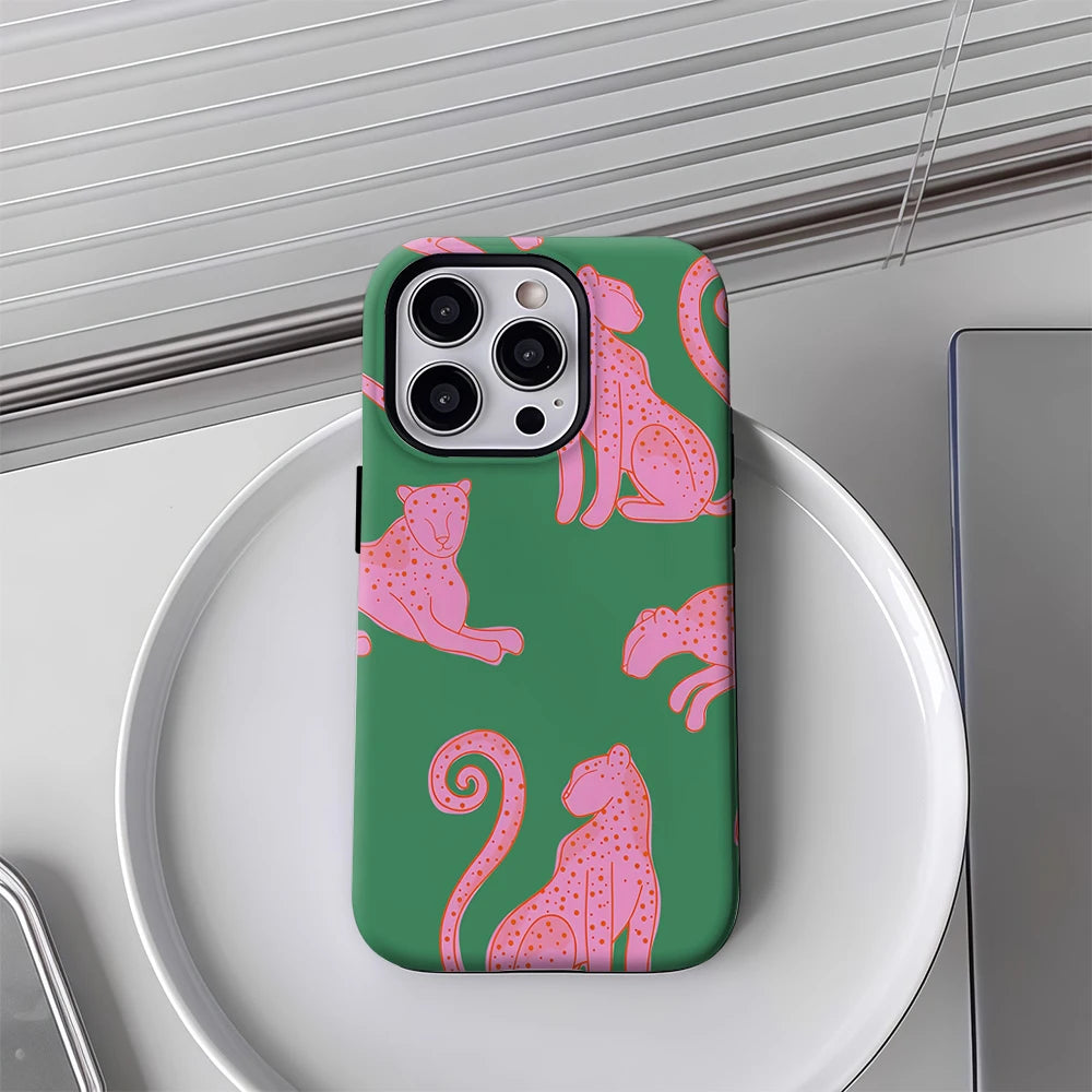Pink Leopard Green IPhone17 Must-Haves Phone Case for IPhone 17 16 15 14 13 12 Pro Max Plus Double-layer Back Cover