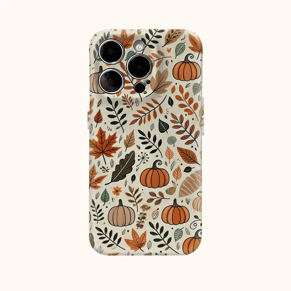 Halloween Autumn Leaves Pumpkin Phone Case for IPhone 16 15 14 13 12 11 X XS XR XSMAX 7 8 Pro Max Plus Double-layer Back Cover