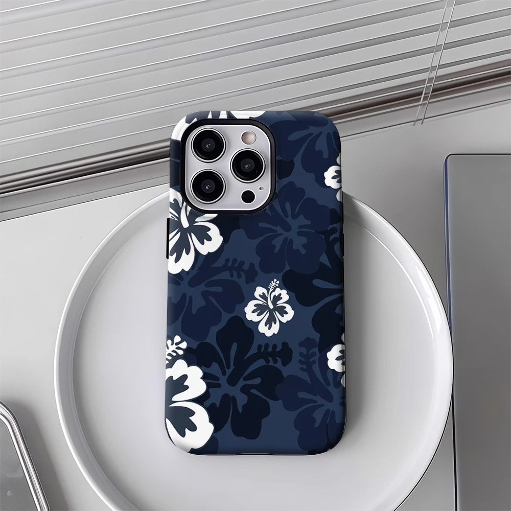 Blue Hibiscus IPhone17 Must-Haves Phone Case for IPhone 17 16 15 14 13 12 15 Pro Max Plus Double-layer Back Cover