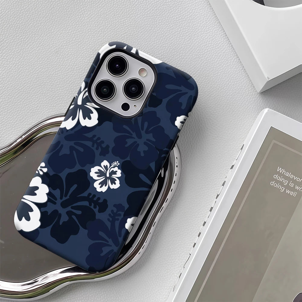 Blue Hibiscus IPhone17 Must-Haves Phone Case for IPhone 17 16 15 14 13 12 15 Pro Max Plus Double-layer Back Cover