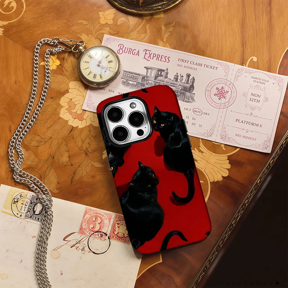 Red and Black Gaze Phone Case for IPhone 16 15 14 13 12 11 X XS XR XSMAX 7 8 Pro Max Plus Double-layer Back Cover