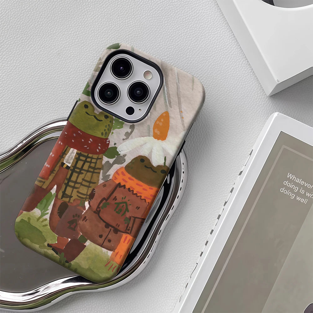 Frog Friends in The Rain IPhone17 Must-Haves Phone Case for IPhone 17 16 15 14 13 12 Pro Max Plus Double-layer Back Cover