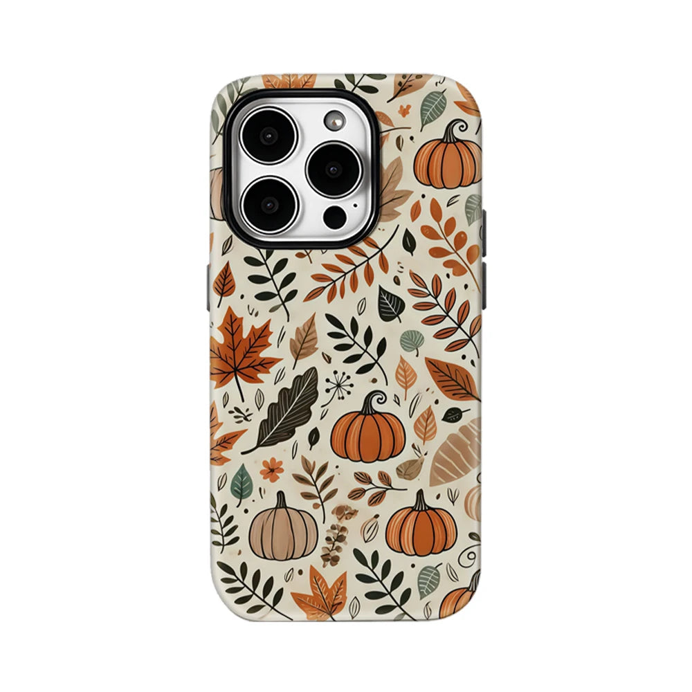 Halloween Autumn Leaves Pumpkin Phone Case for IPhone 16 15 14 13 12 11 X XS XR XSMAX 7 8 Pro Max Plus Double-layer Back Cover