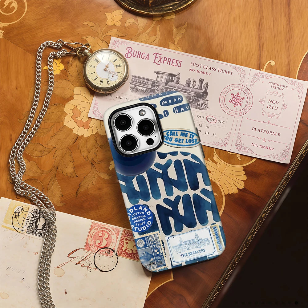 Fragments of Blues Art Phone Case for IPhone 16 15 14 13 12 11 X XS XR XSMAX 7 8 Pro Max Plus Double-layer Back Cover