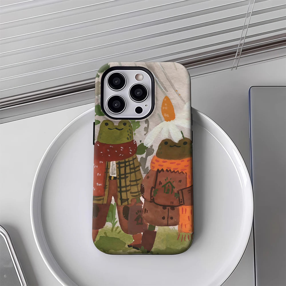 Frog Friends in The Rain IPhone17 Must-Haves Phone Case for IPhone 17 16 15 14 13 12 Pro Max Plus Double-layer Back Cover