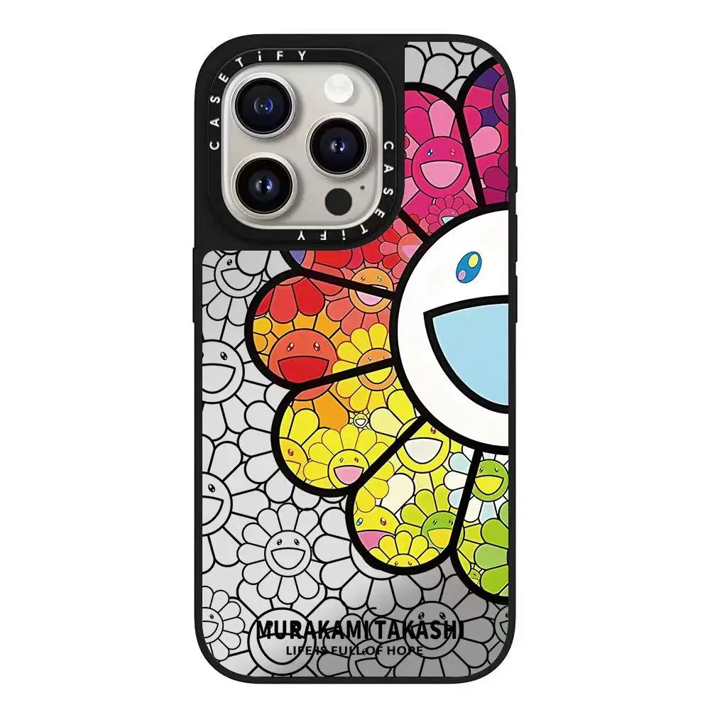 The Sunflower Series iPhone16ProMax phone case is compatible for 15Pro/16Plus Mirror 12 Trendy.