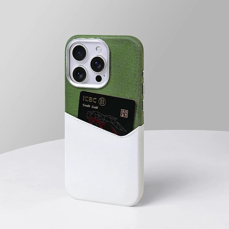 Card Slot Holder Linen Leather MagSafe Phone Case For iPhone 17 16 15 14 13 Pro Max Magnetic Wireless Charging Shockproof Cover