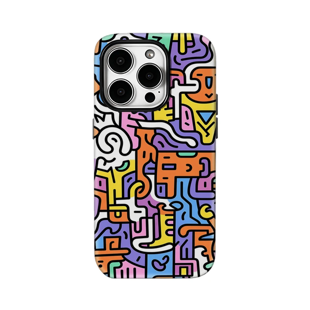 Colorful Abstract Doodle Pattern IPhone17 Must-Haves Phone Case for IPhone 17 16 15 14 13 Pro Max Plus Double-layer Back Cover