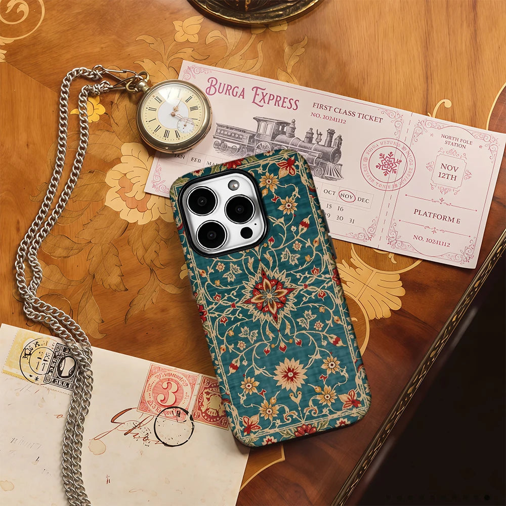 Retro Turkish Persian Style Phone Case for IPhone 16 15 14 13 12 11 X XS XR XSMAX 7 8 Pro Max Plus Double-layer Back Cover