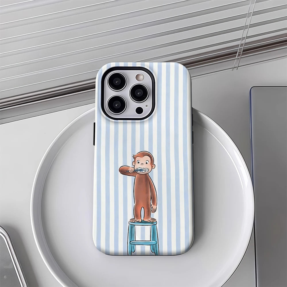 Monkey Brushing Teeth IPhone17 Must-Haves Phone Case for IPhone 17 16 15 14 13 12 85 Pro Max Plus Double-layer Back Cover