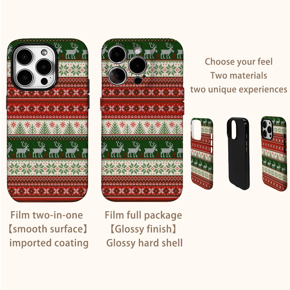 Christmas Elk Party Phone Case for IPhone 16 15 14 13 12 11 X XS XR XSMAX 7 8 Pro Max Plus Double-layer Back Cover