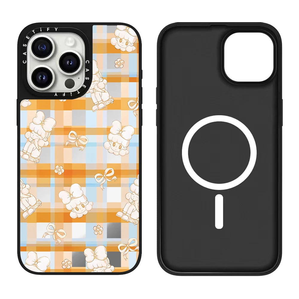 Magnetic Love Heart Bow Girl Series iPhone17 pro Phone Case Compatible for iPhone17/16/15 Cute Feminine Design Mobile Accessory