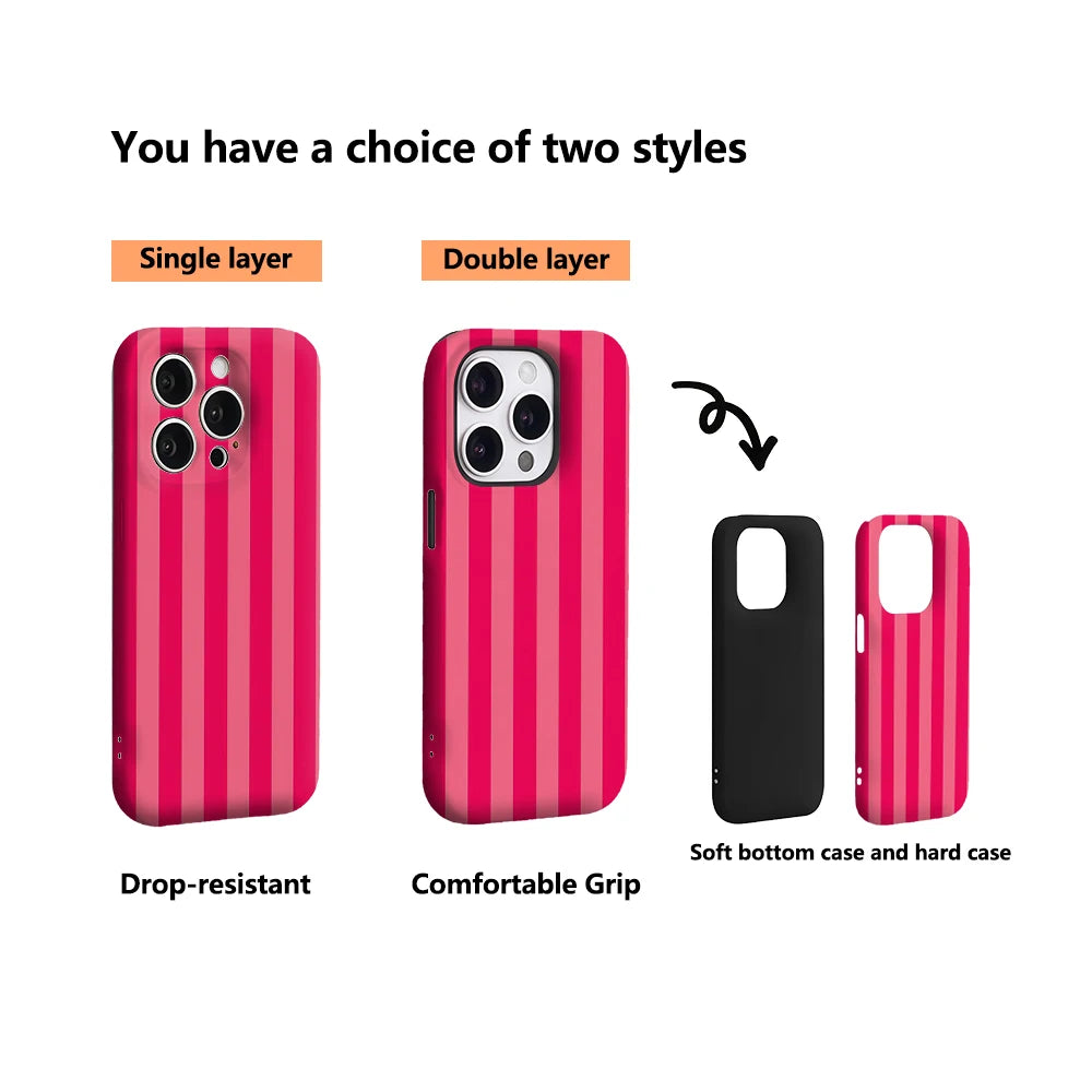 Pink Vertical Stripes IPhone17 Must-Haves Phone Case for IPhone 17 16 15 14 13 12 11 Pro Max Plus Double-layer Back Cover