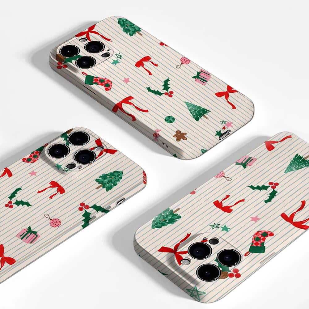 Christmas Elements Stripes IPhone17 Must-Haves Phone Case for IPhone 17 16 15 14 13 12 Pro Max Plus Double-layer Back Cover