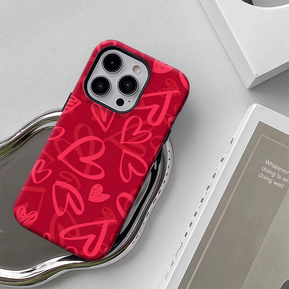 Red Heart IPhone17 Must-Haves Phone Case for IPhone 17 16 15 14 13 12 150 Pro Max Plus Double-layer Back Cover