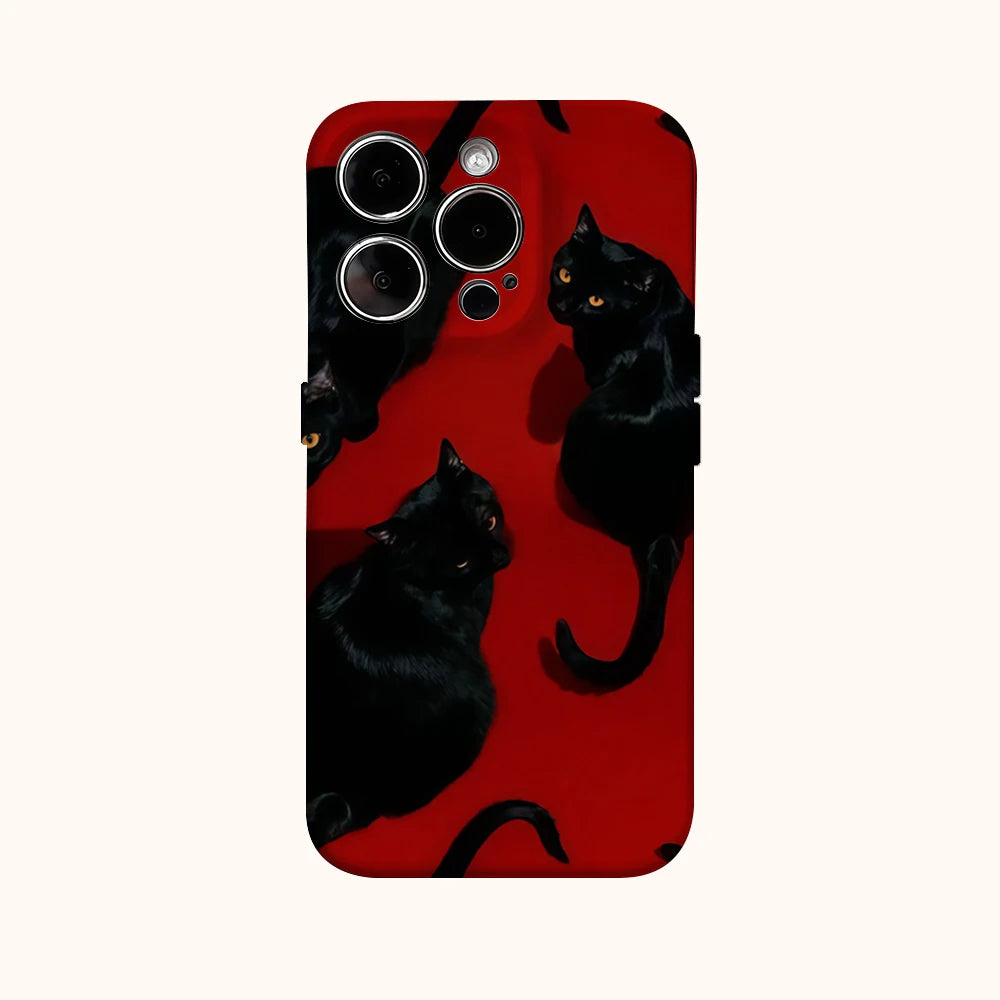 Red and Black Gaze Phone Case for IPhone 16 15 14 13 12 11 X XS XR XSMAX 7 8 Pro Max Plus Double-layer Back Cover
