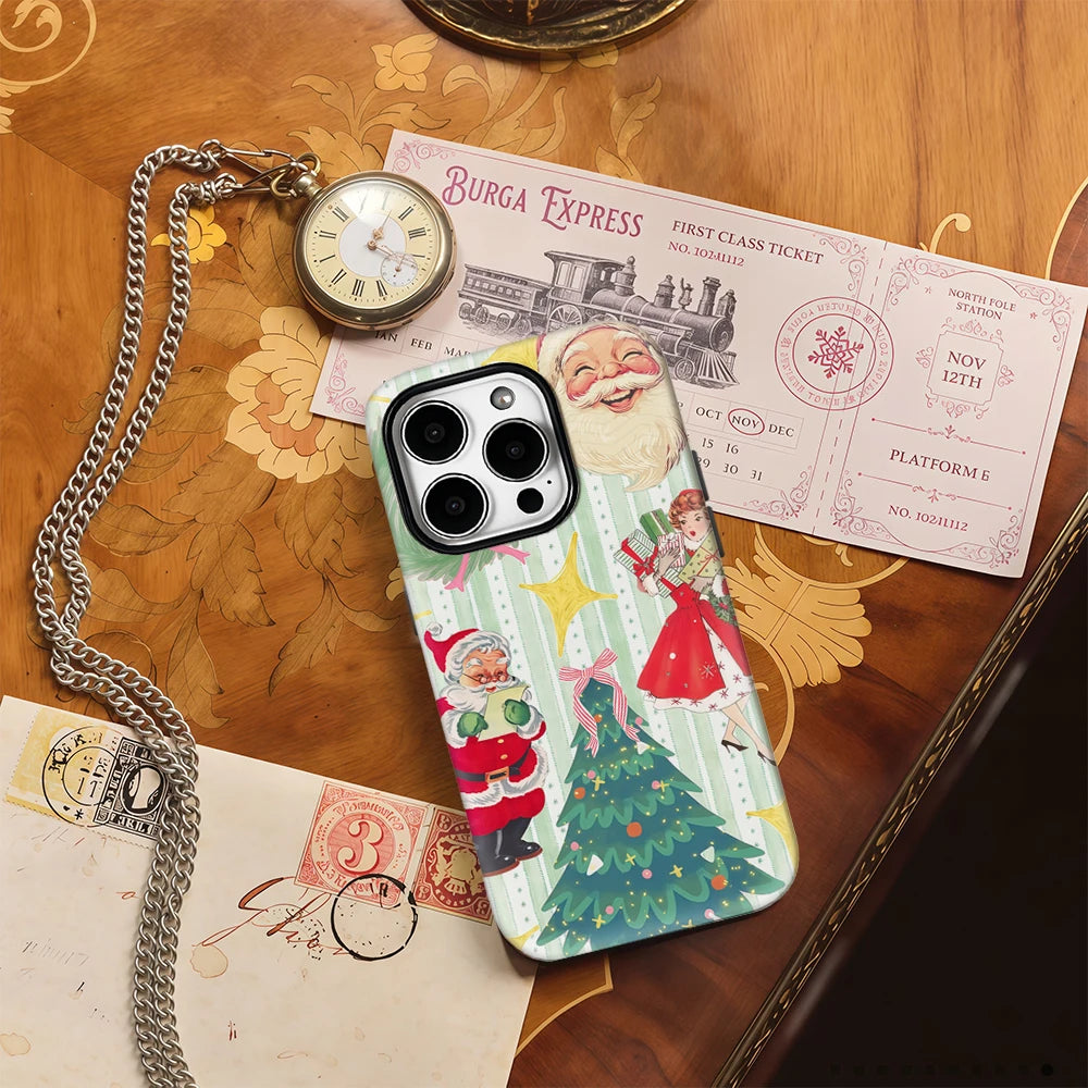 Vintage Christmas Collage Phone Case for IPhone 16 15 14 13 12 11 X XS XR XSMAX 7 8 Pro Max Plus Double-layer Back Cover