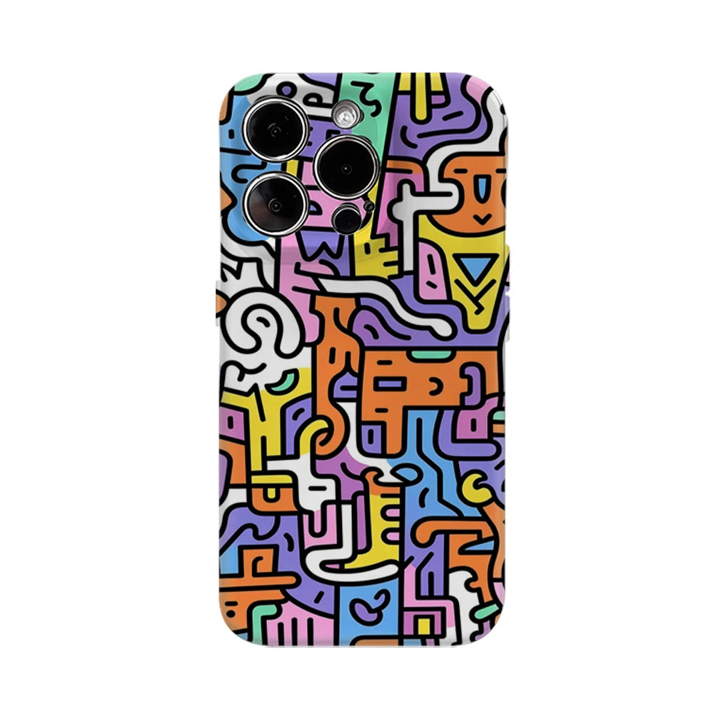 Colorful Abstract Doodle Pattern IPhone17 Must-Haves Phone Case for IPhone 17 16 15 14 13 Pro Max Plus Double-layer Back Cover