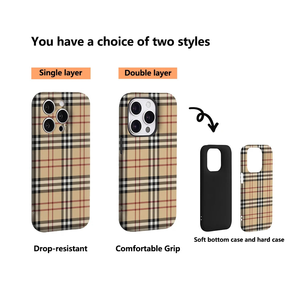 Brown Cloth Pattern IPhone17 Must-Haves Phone Case for IPhone 17 16 15 14 13 12 11 Pro Max Plus Double-layer Back Cover