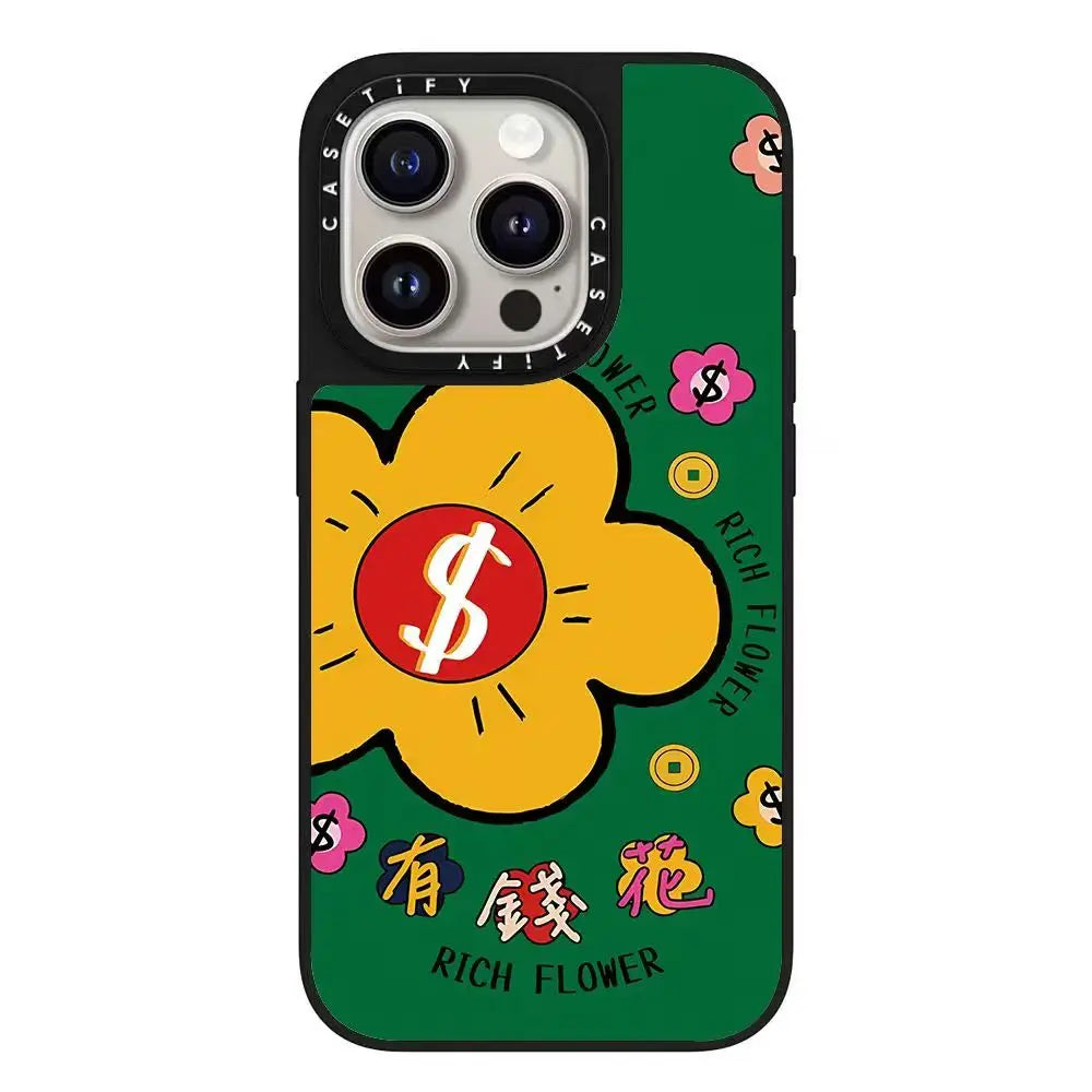 The Sunflower Series iPhone16ProMax phone case is compatible for 15Pro/16Plus Mirror 12 Trendy.