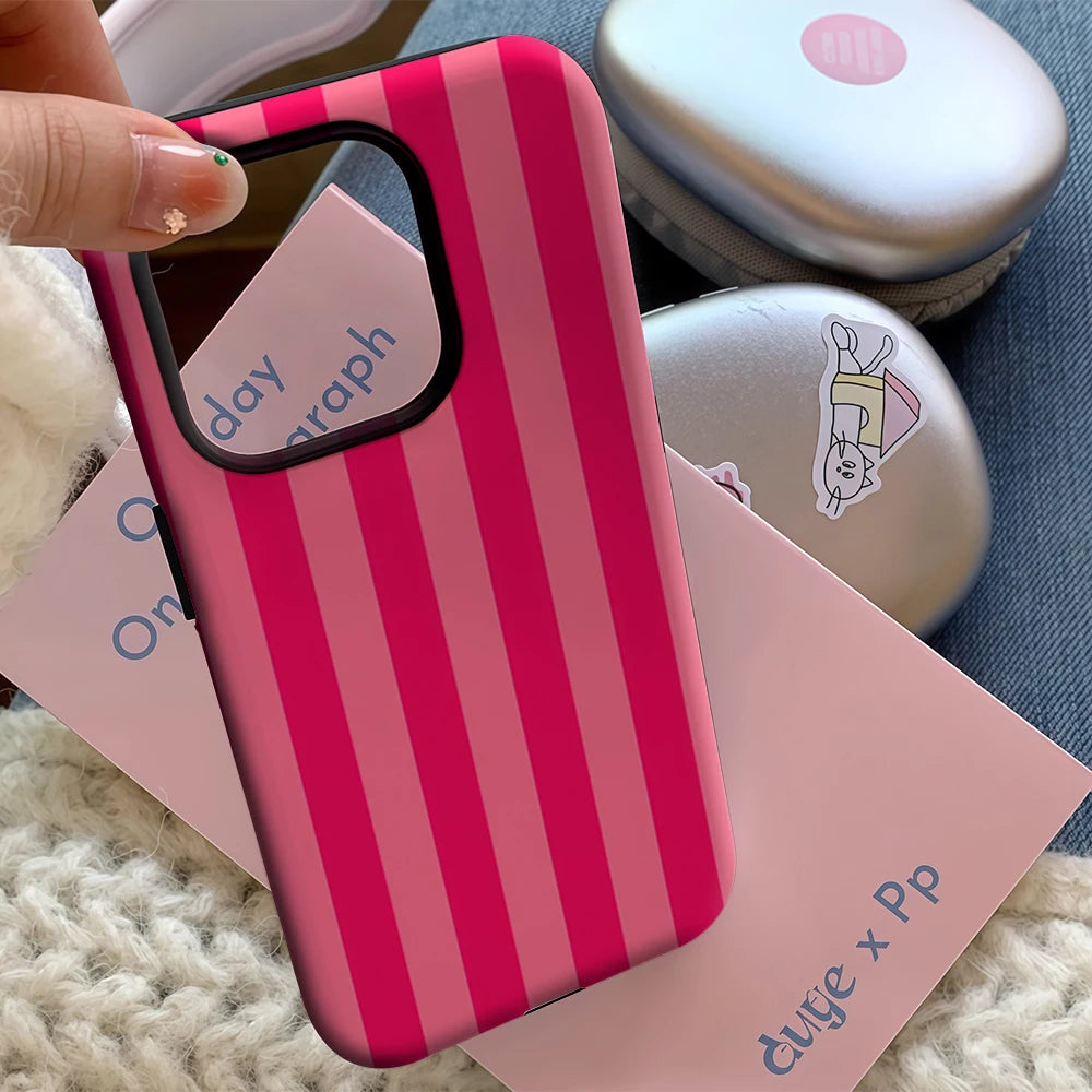 Pink Vertical Stripes IPhone17 Must-Haves Phone Case for IPhone 17 16 15 14 13 12 11 Pro Max Plus Double-layer Back Cover