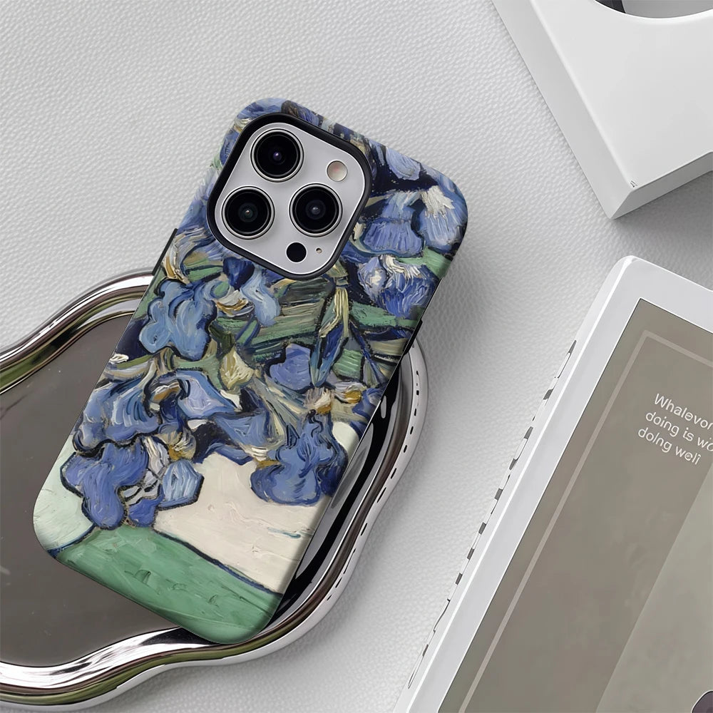 Blue Irises IPhone17 Must-Haves Phone Case for IPhone 17 16 15 14 13 12 16 Pro Max Plus Double-layer Back Cover