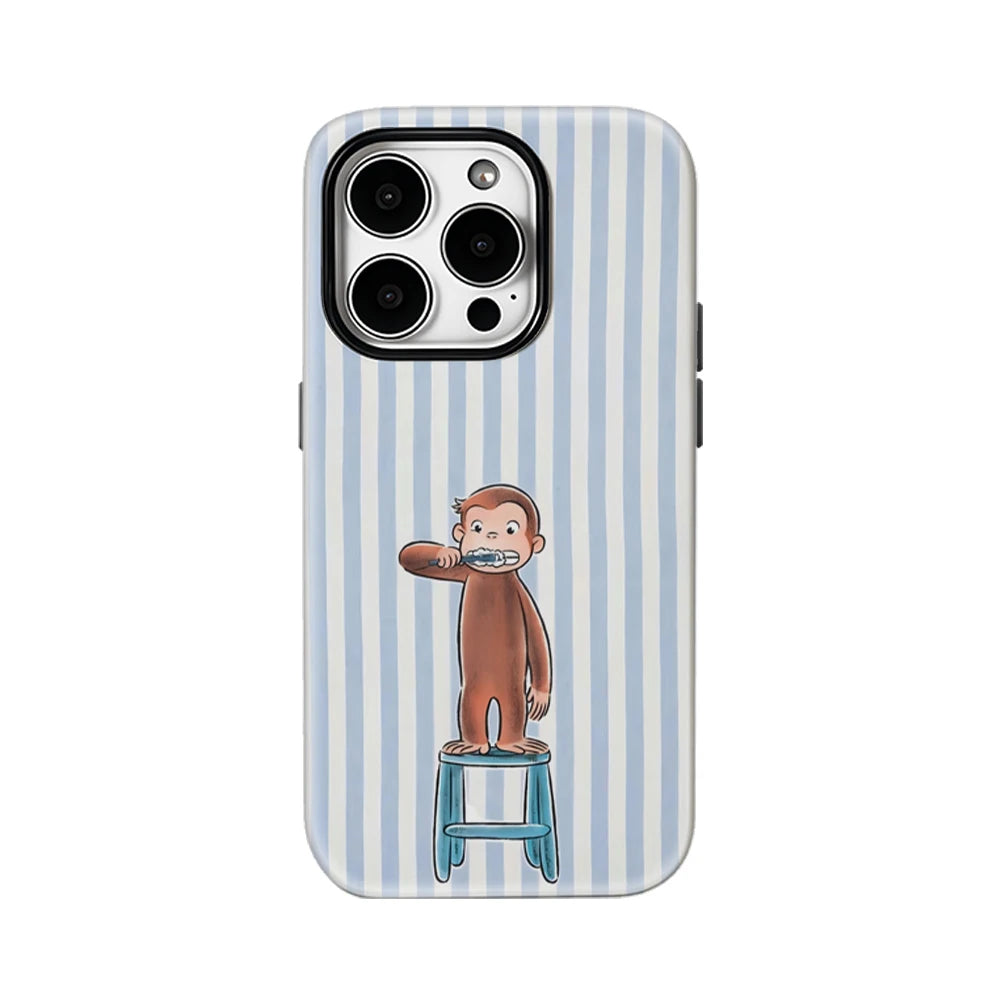 Monkey Brushing Teeth IPhone17 Must-Haves Phone Case for IPhone 17 16 15 14 13 12 85 Pro Max Plus Double-layer Back Cover