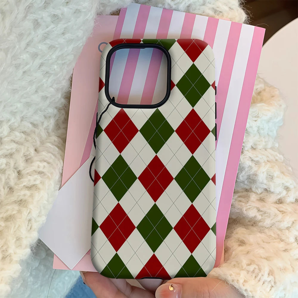 Argyle Classic Christmas IPhone17 Must-Haves Phone Case for IPhone 17 16 15 14 13 12 11 Pro Max Plus Double-layer Back Cover