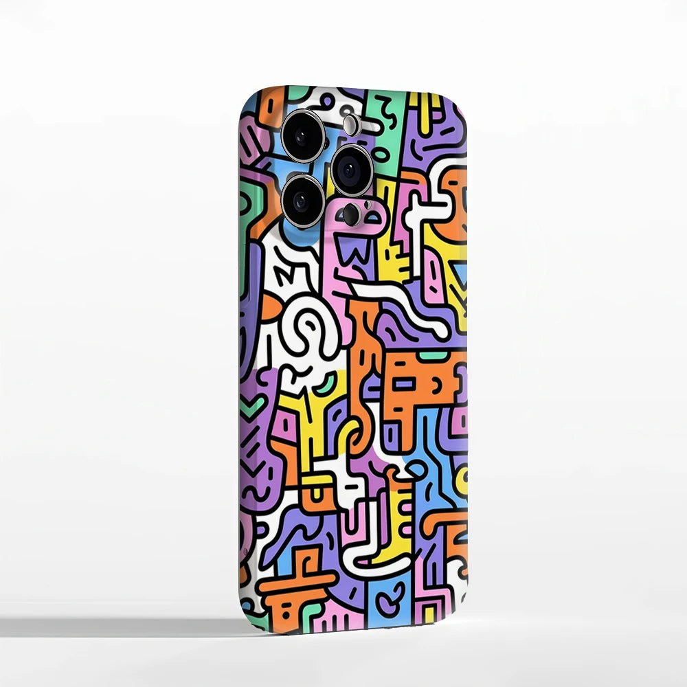 Colorful Abstract Doodle Pattern IPhone17 Must-Haves Phone Case for IPhone 17 16 15 14 13 Pro Max Plus Double-layer Back Cover