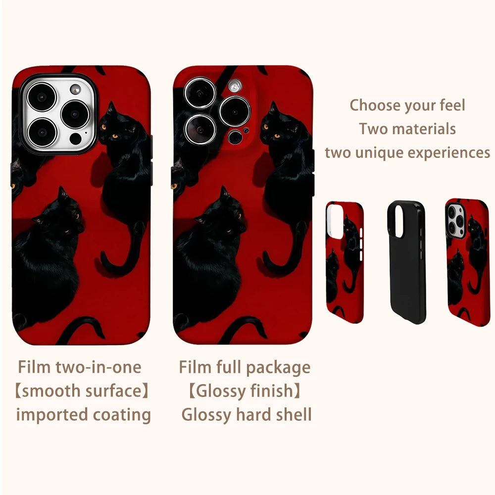 Red and Black Gaze Phone Case for IPhone 16 15 14 13 12 11 X XS XR XSMAX 7 8 Pro Max Plus Double-layer Back Cover