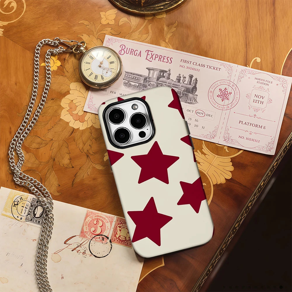 Cream Red Heart Phone Case for IPhone 16 15 14 13 12 11 X XS XR XSMAX 7 8 Pro Max Plus Double-layer Back Cover