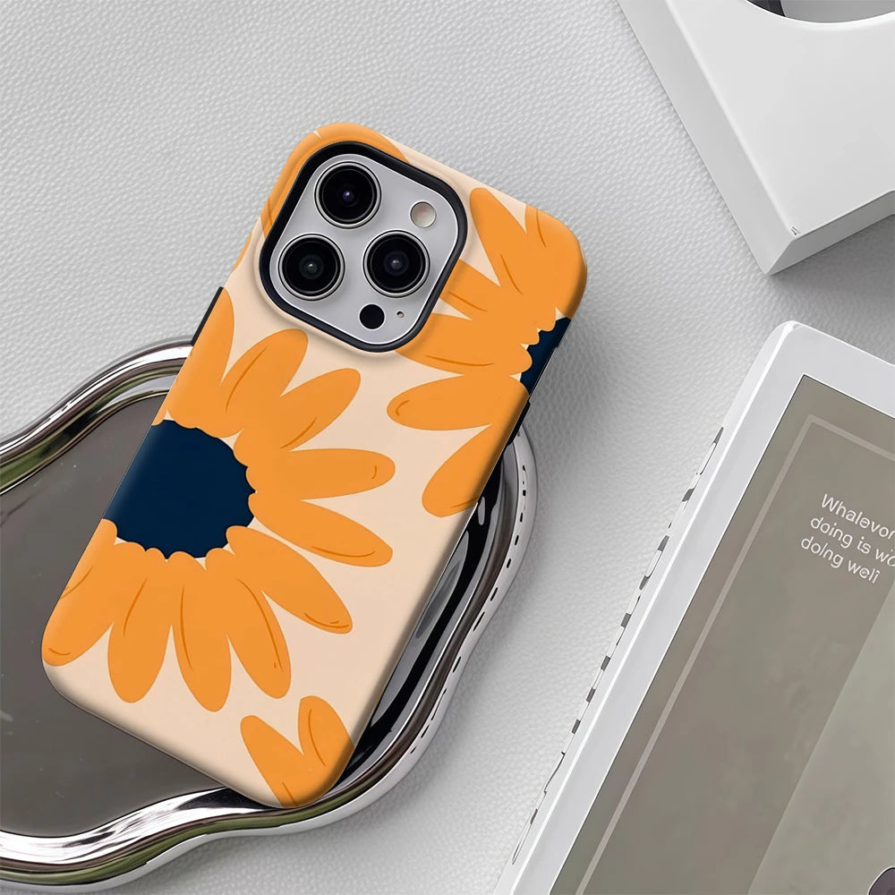 Retro Orange Daisies IPhone17 Must-Haves Phone Case for IPhone 17 16 15 14 13 12 11 Pro Max Plus Double-layer Back Cover