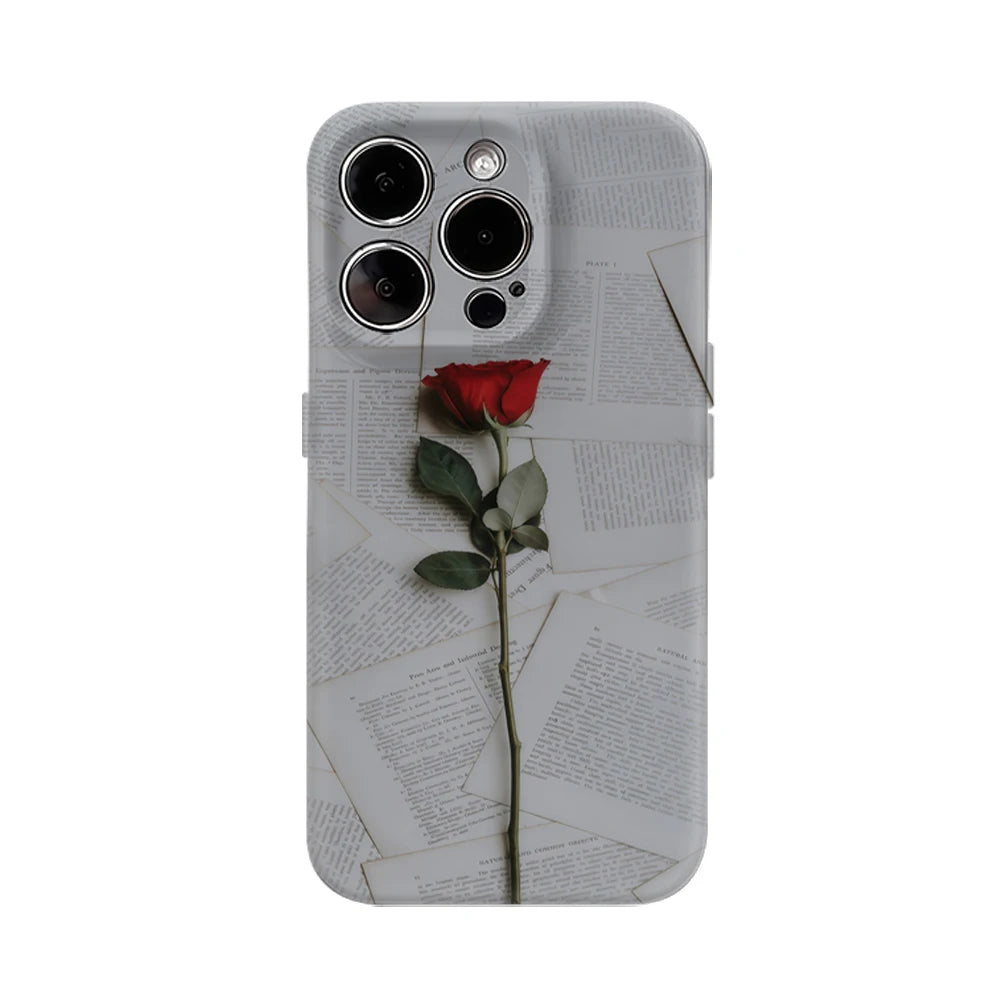 Roses and Pages Phone Case for IPhone 16 15 14 13 12 11 X XS XR XSMAX 7 8 Pro Max Plus Double-layer Back Cover