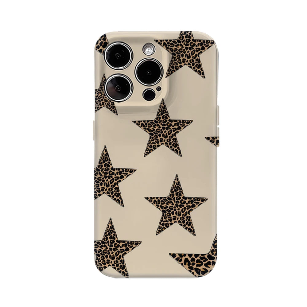 Leopard Print Stars IPhone17 Must-Haves Phone Case for IPhone 17 16 15 14 13 12 Pro Max Plus Double-layer Back Cover