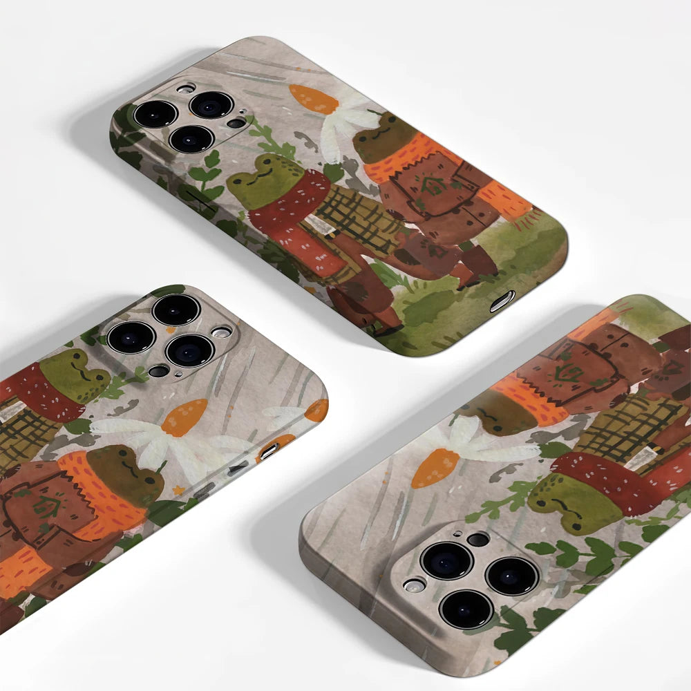 Frog Friends in The Rain IPhone17 Must-Haves Phone Case for IPhone 17 16 15 14 13 12 Pro Max Plus Double-layer Back Cover