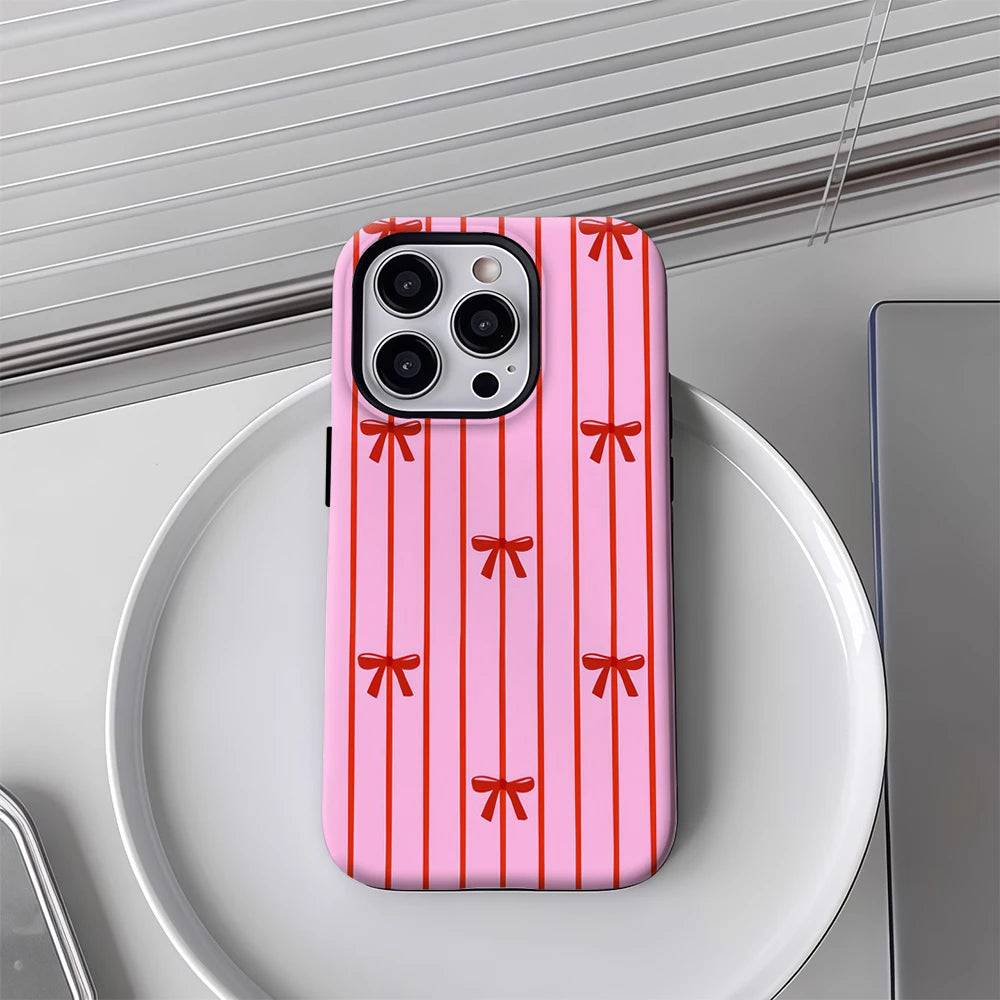 Pretty Pink & Red Bow Pattern IPhone17 Must-Haves Phone Case for IPhone 17 16 15 14 13 12 Pro Max Plus Double-layer Back Cover