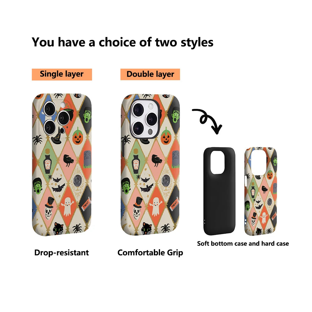 Cute Halloween Icons IPhone17 Must-Haves Phone Case for IPhone 17 16 15 14 13 12 11 Pro Max Plus Double-layer Back Cover