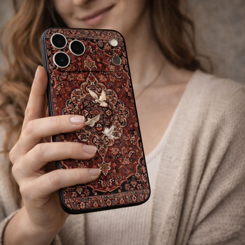 Vintage Medallion Carpet Phone Case with Dove Detail