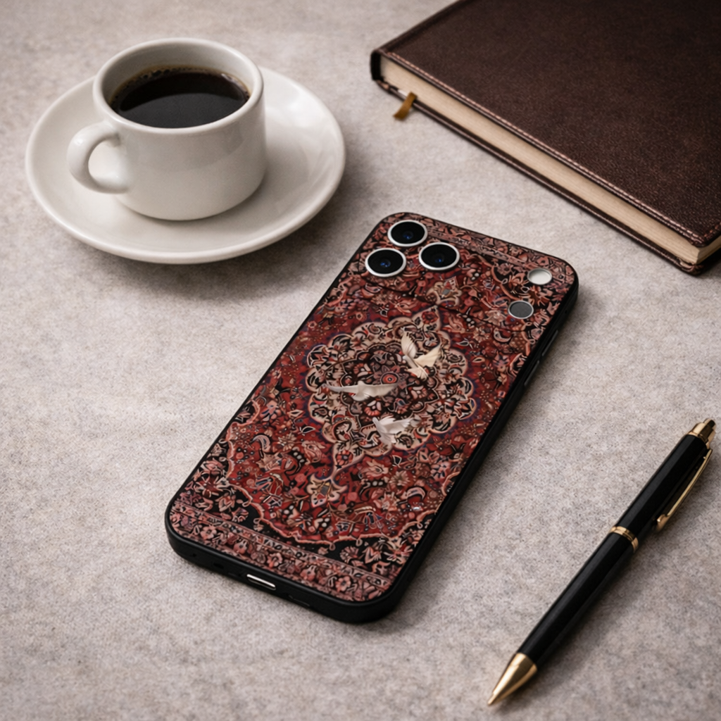 Vintage Medallion Carpet Phone Case with Dove Detail