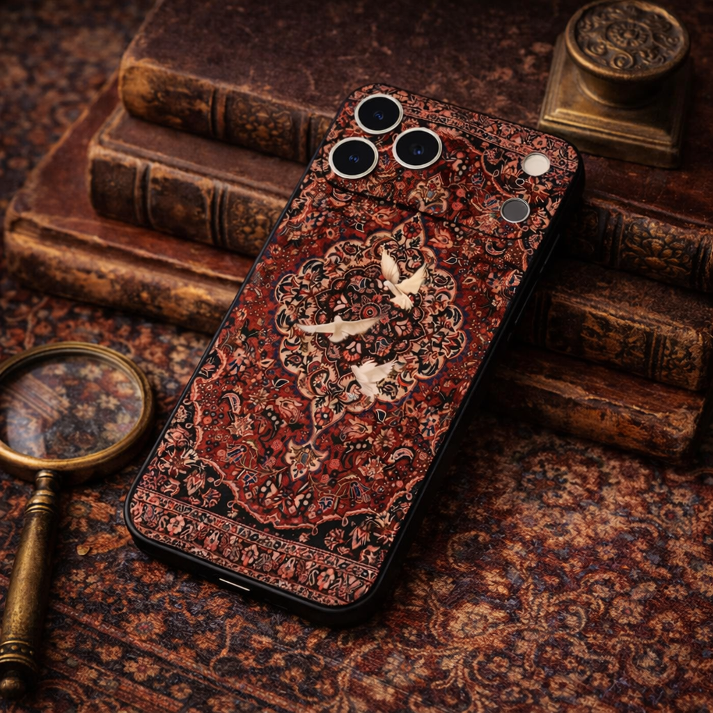Vintage Medallion Carpet Phone Case with Dove Detail